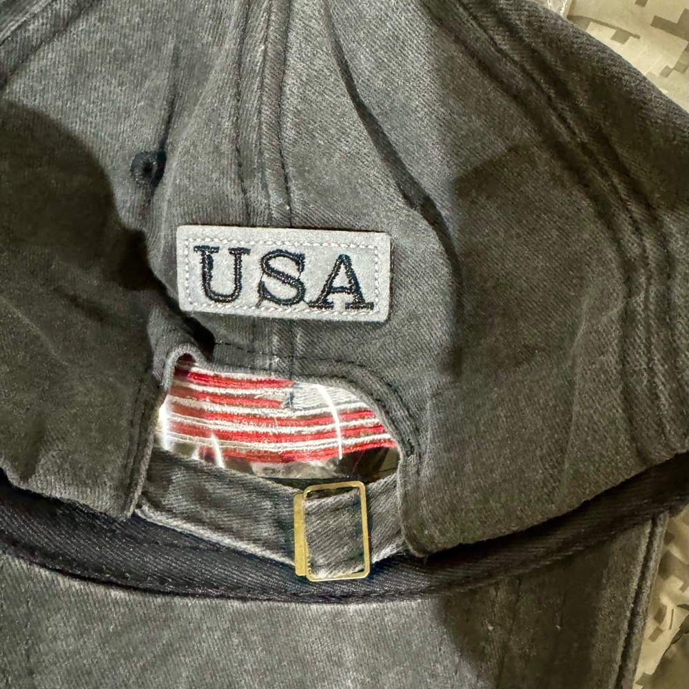 USA Patriotic Hat with Embroidered Flag, USA and USA Patch. One Size, Adjustable - Picture 4 of 5